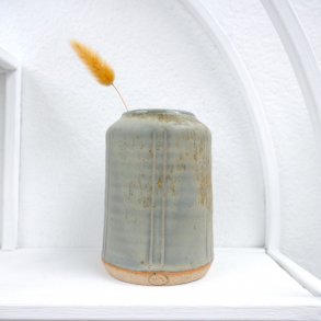 Keramik Vase Gr�/Bl�