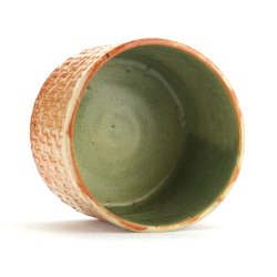 Keramik Krukke Cylinder Orange/Grn